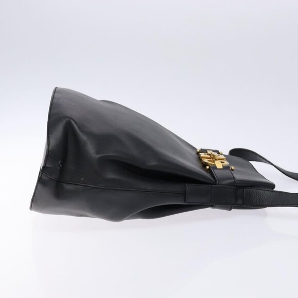 Salvatore Ferragamo Gancini Shoulder Bag Leather Black Gold Auth - Picture 5 of 15